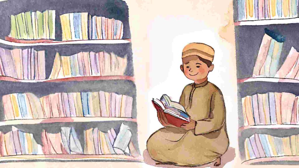 Seorang santri sedang asyik masyuk mentadabburi Al-Quran