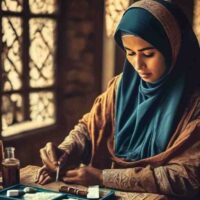 Seorang muslimah sedang mentadabburi Al-Quran