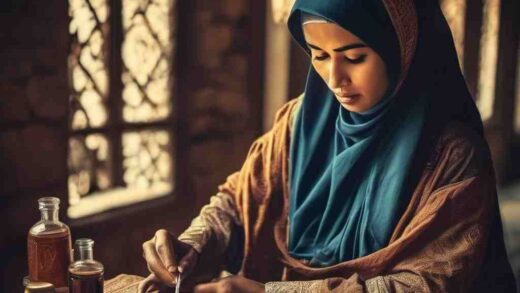 Seorang muslimah sedang mentadabburi Al-Quran