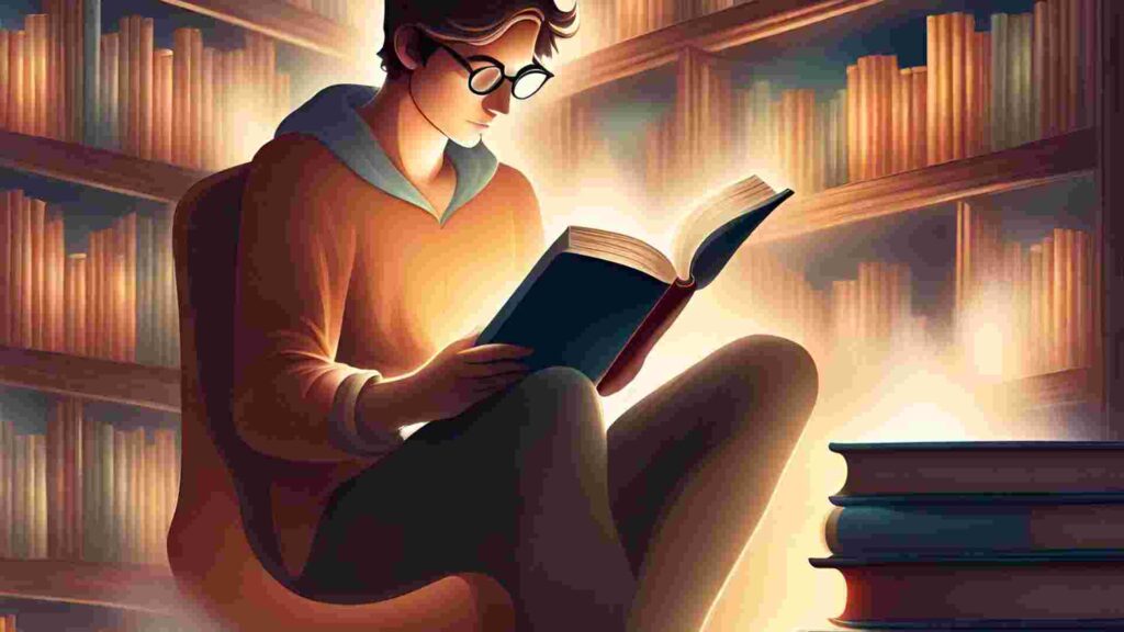 Pemuda ini sedang membangun peradaban dengan membaca.