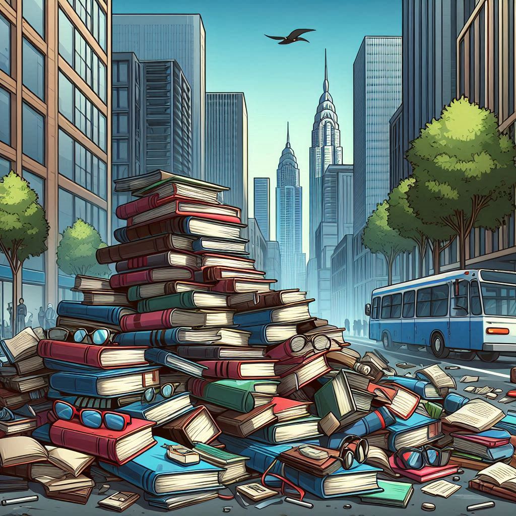 Buku-buku yang tidak dibaca berserakan